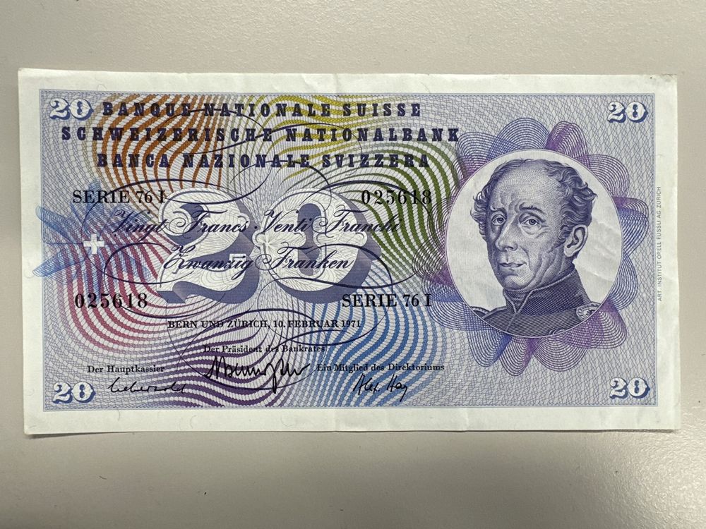 20 Fr.-Note Schweiz 1971 | Kaufen auf Ricardo