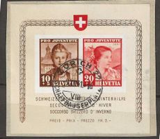 PJ041- Bloc Pro Juventute 1941 obl. Zurich 9.12.1941