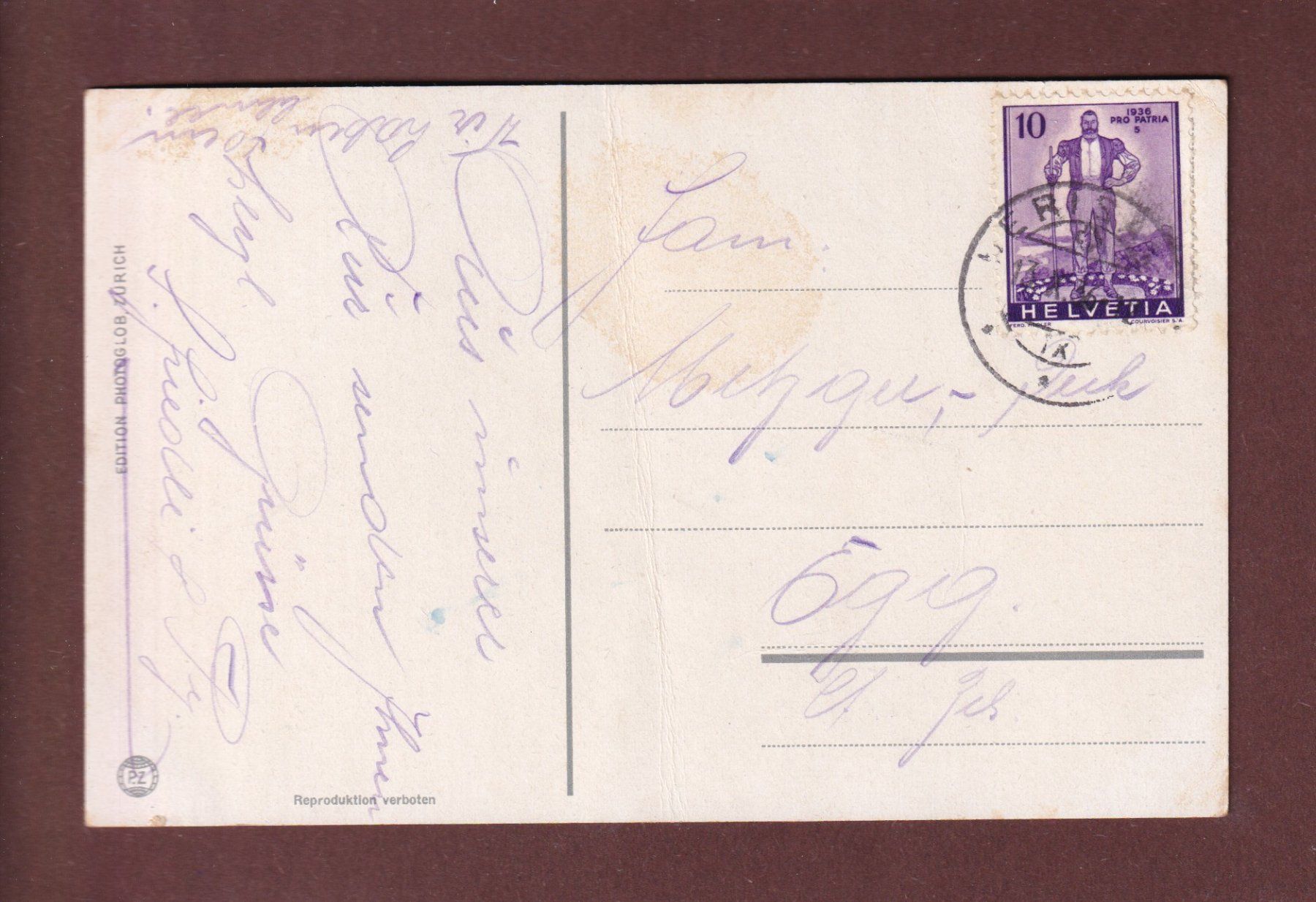 Cartoline postali: HERISAU mit Säntis - 1936 // Falte // – Usato da Pully venduto da nicecards-shop 1