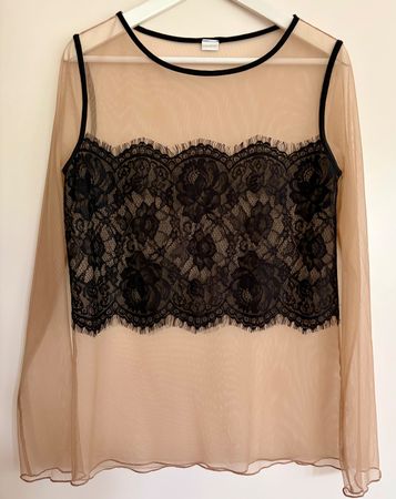 Transparentes Oberteil in Nude mit Spitzendetails,Gr.M/L