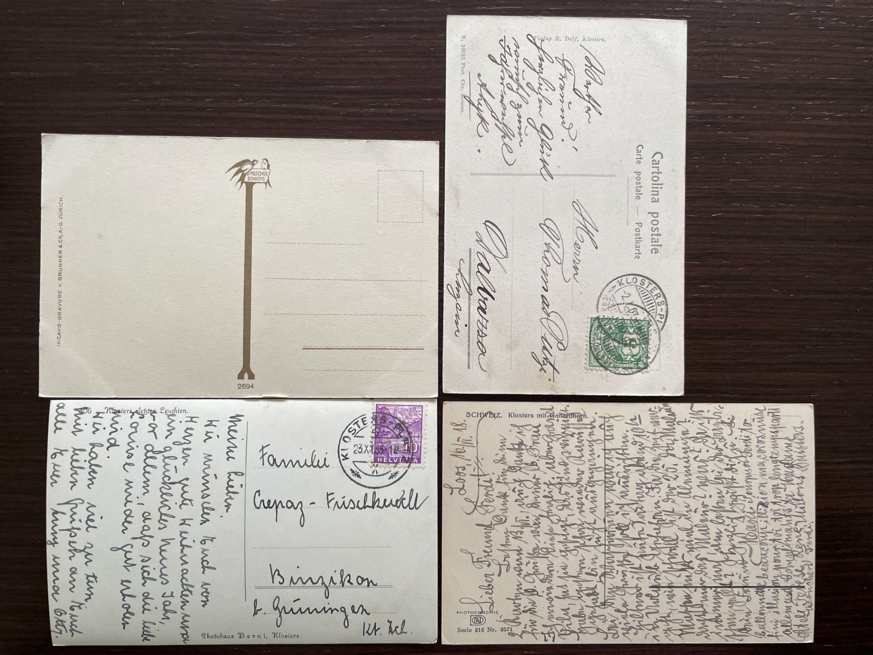 Cartoline postali: KLOSTERS Teilansicht mit Kirche, 17 Ansichtskarten – Usato da Wald ZH venduto da TLILEF 2