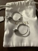 Guess Damen Ohrringe Hula Hoops Silber mit Anhänger Neu!