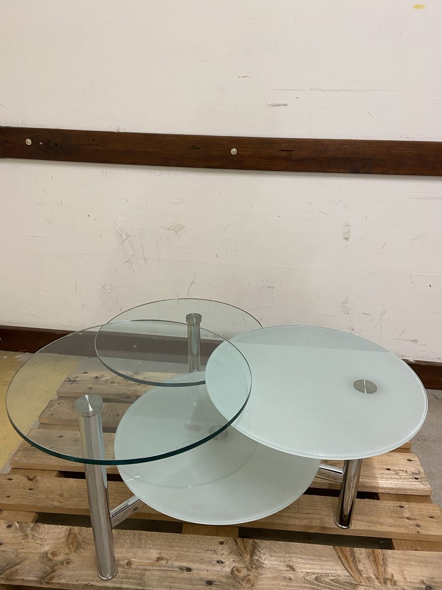 Tavoli: Glas-Satztisch, 3er Set, Chromgestell! – Usato da Dietikon venduto da brocki-eyra 4