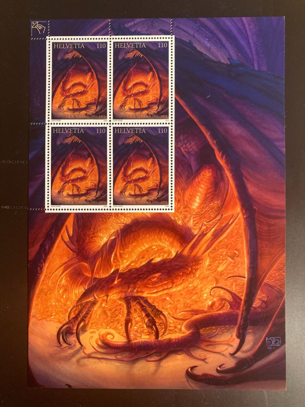Tutti i francobolli: Schweiz 2023 Kleinbogen Tolkien Smaug postfrisch – Nuovo (secondo la descrizione) da Liestal venduto da schnueps