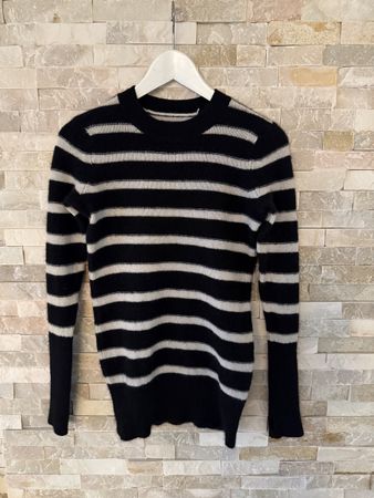 Cashmere Pullover, Grösse S, schwarz-weiss gestreift.