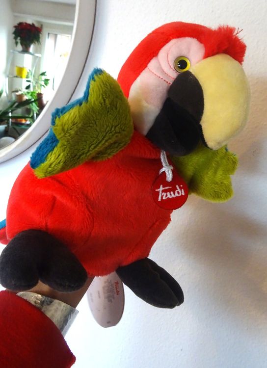 Papagei Handpuppe Mit Beweglichem Mund - Plüschtier Für Rollenspiele & Geschichtenerzählen