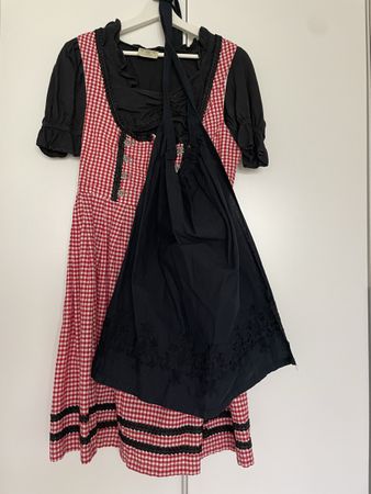 Trachten Dirndl Dress Red White Black Size 36