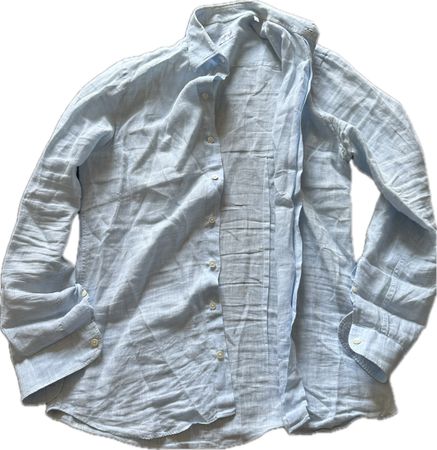 Herren Leinenhemd Armani Collezioni hellblau Grösse S Leinen