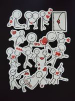 Lot d'autocollants coeur personnage état neuf