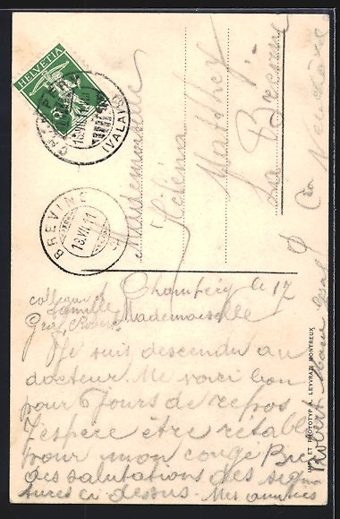 Ansichtskarten: AK Champéry, Pension Beau-Séjour, 1911 – Gebraucht aus Berlin von bartko-reher 1