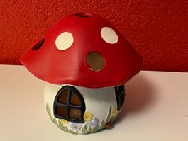 🍄 Hübsches Pilzhaus als Teelichthalter Keramik