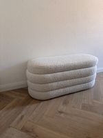 Hocker Bank mit Stauraum Bouclé weiss 120cm