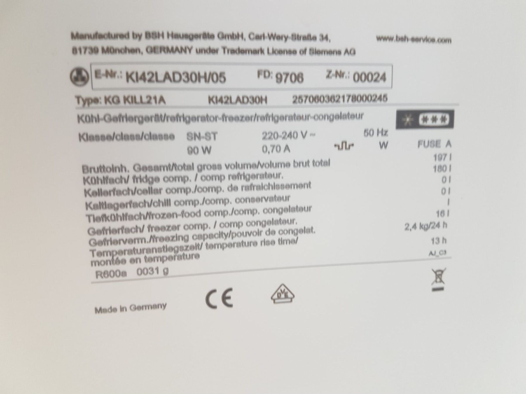 Siemens Réfrigérateurs: Kühlschrank – D'occasion à Hünenberg par PeterB0102 5