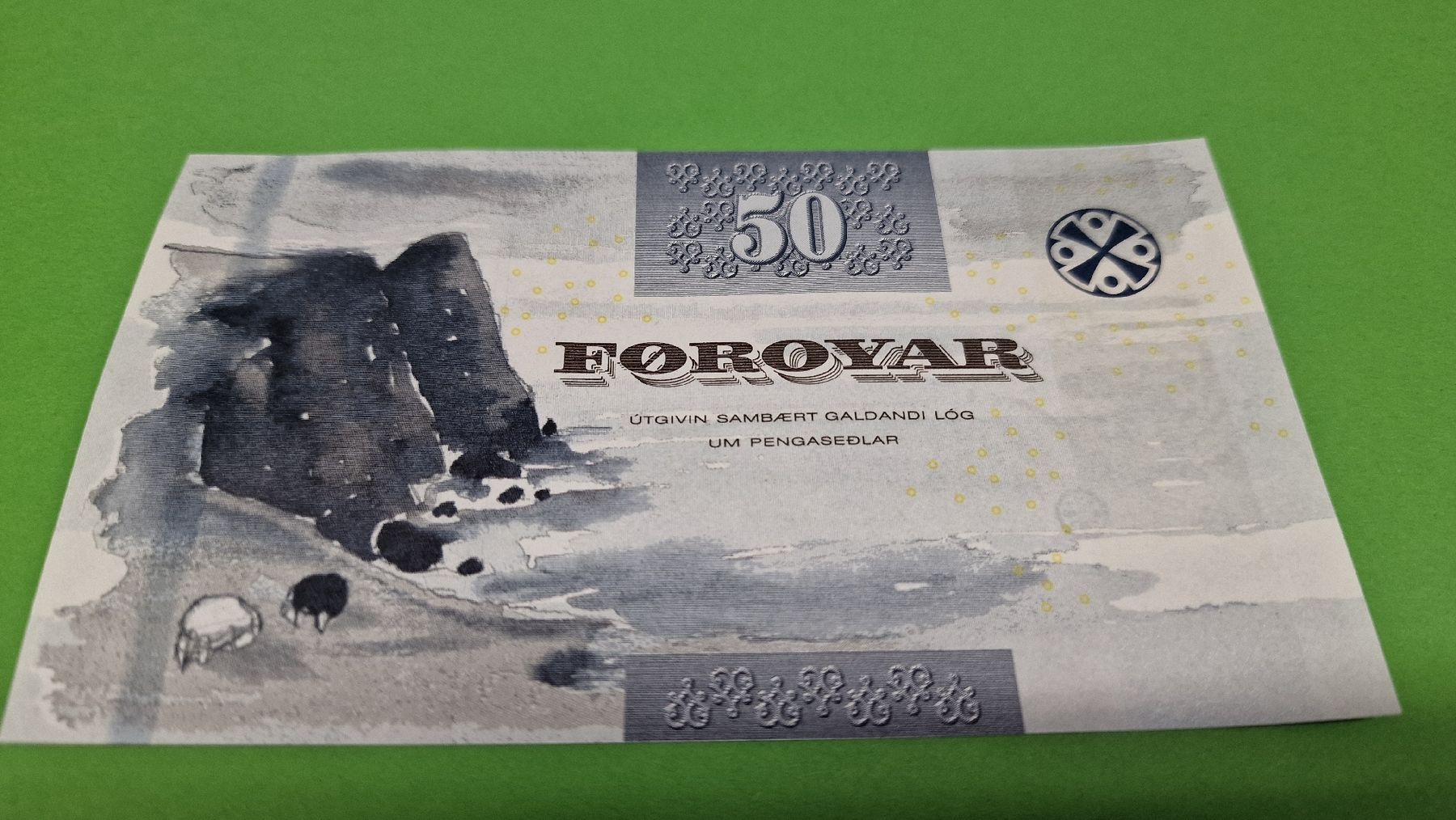 Banconote: Banknote 50 Kronur Färöer Islands  – Nuovo e nell'imballaggio originale da Herisau venduto da Antiques.AR 1