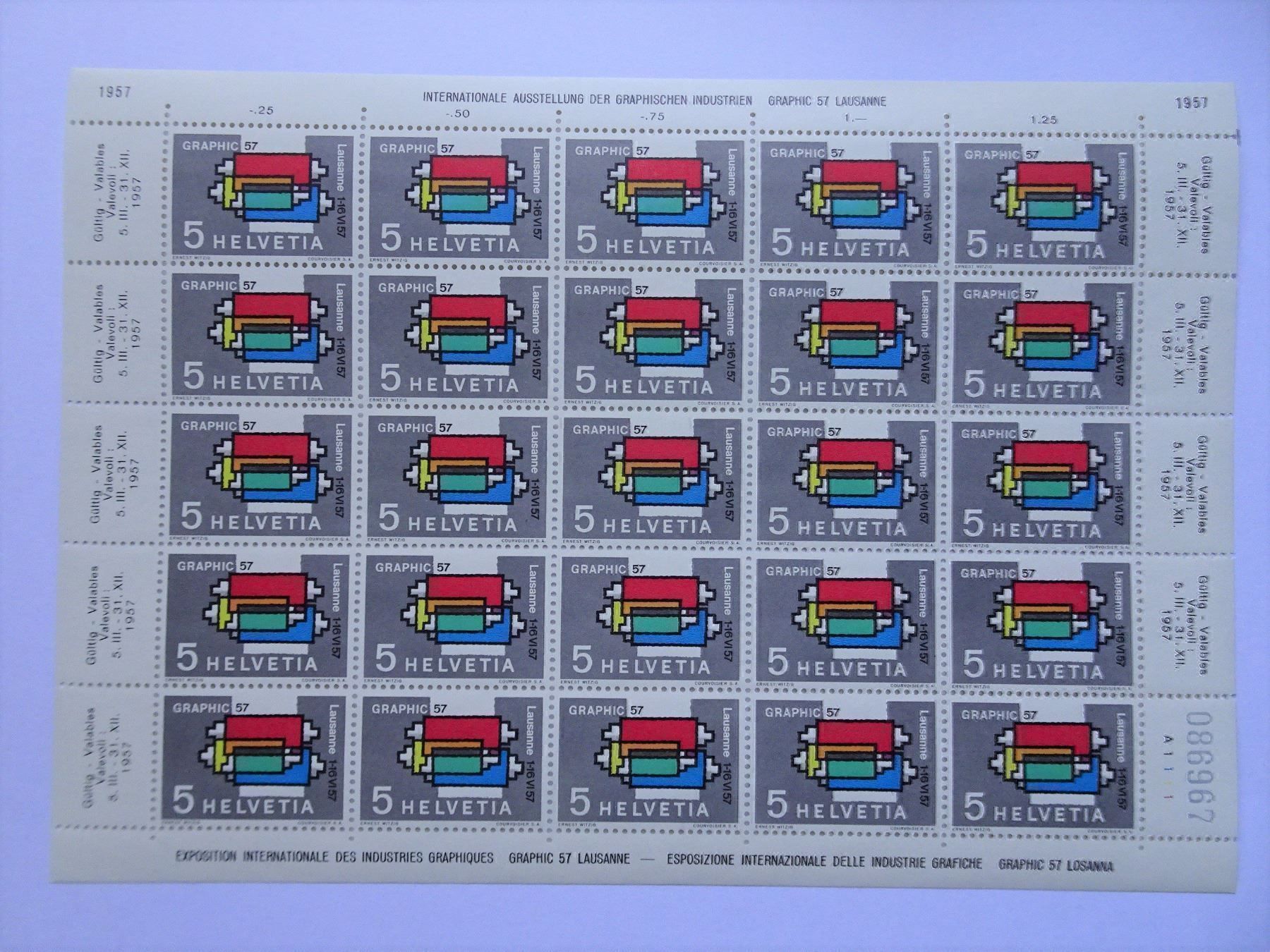 Tous les timbres: 1957** mit 2 Abarten – Neuf (Voir description) à Aadorf par Chnorli-Furz