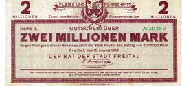 Freital 2 Mil.Mark 15.08.1923 VZ-VZ++