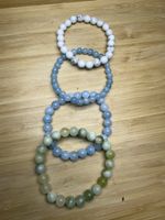 Set of 4 beaded bracelets blue white green NEW