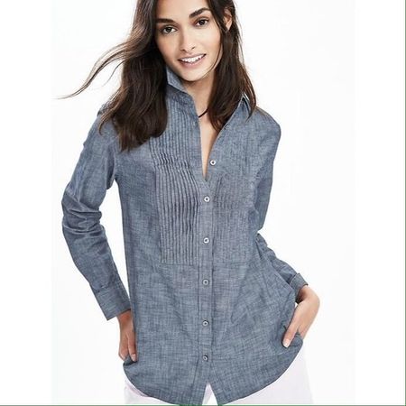 ⭐️BANANA REPUBLIC⭐️ Chambray Tuxedo Shirt Hemdbluse XXS XS