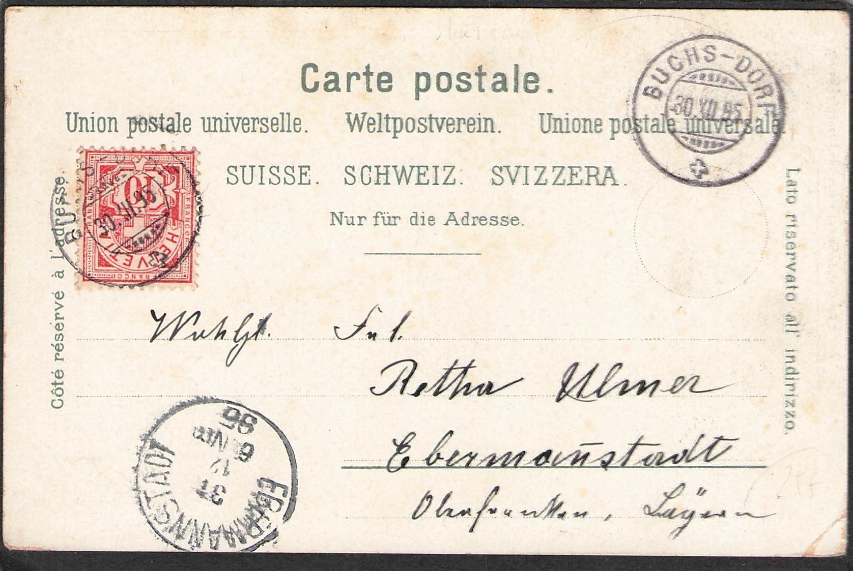 Cartes postales: -Litho Gruss aus Buchs SG , 1895 – D'occasion à Reichenburg par Pipo-67 1