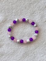 Perlenarmband elastisch violett weiss rosa