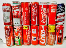 14 alte grosse Coca-Cola Dosen aus verschiedenen Làndern