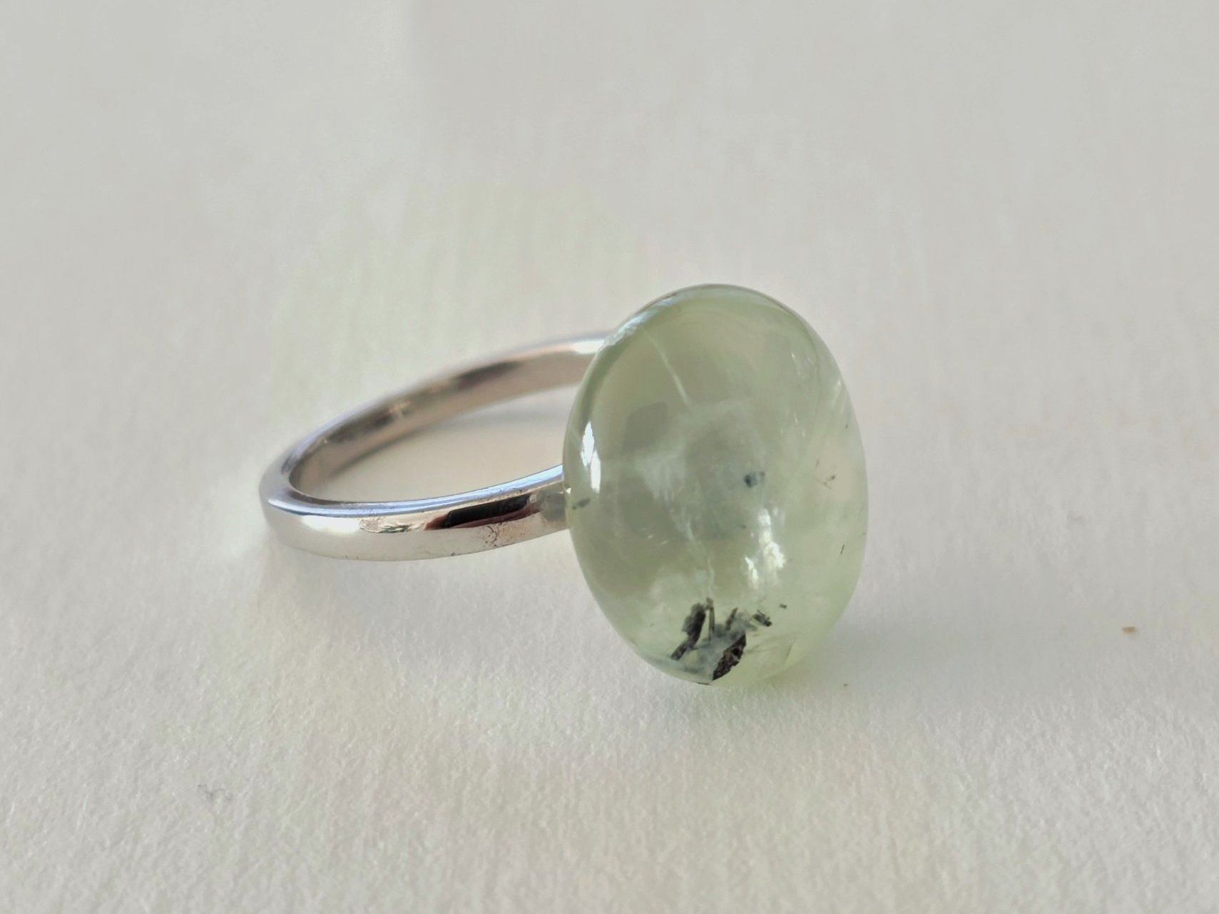 Anelli: Eleganter Prehnit Silberring 925 - NEU – Nuovo e nell'imballaggio originale da Uetikon am See venduto da Coralreef