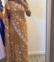Wunderschönes Sari, goldfarben mit Stickerei, Grösse M!