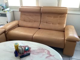 Sofa, Polstergruppe, Kunstleder Lachs