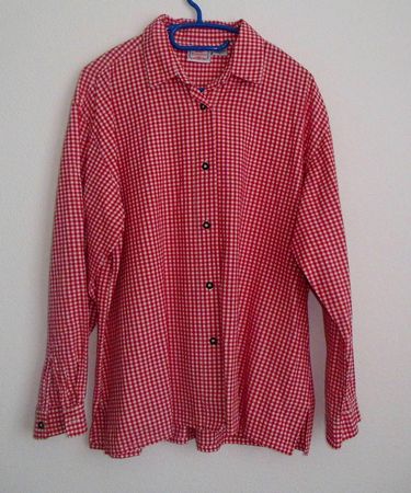 Trachtenbluse, Lang-Kurzarm,Gr. 46, Rot/Weiss *Isar-Trachten