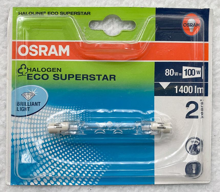 Ontdek Werkelijk kleur OSRAM Haloline Superstar R7s 78mm Halogen 80W/100W 1400lm | Acheter sur  Ricardo