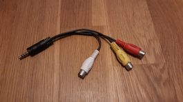 Kabel Jack 3.5mm auf 3 RCA female (Audio + Video) 10 cm