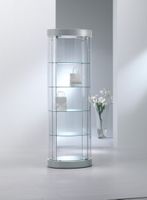 Glasvitrine, ESG Glas, Oval, Silber (64x44xH.190cm)