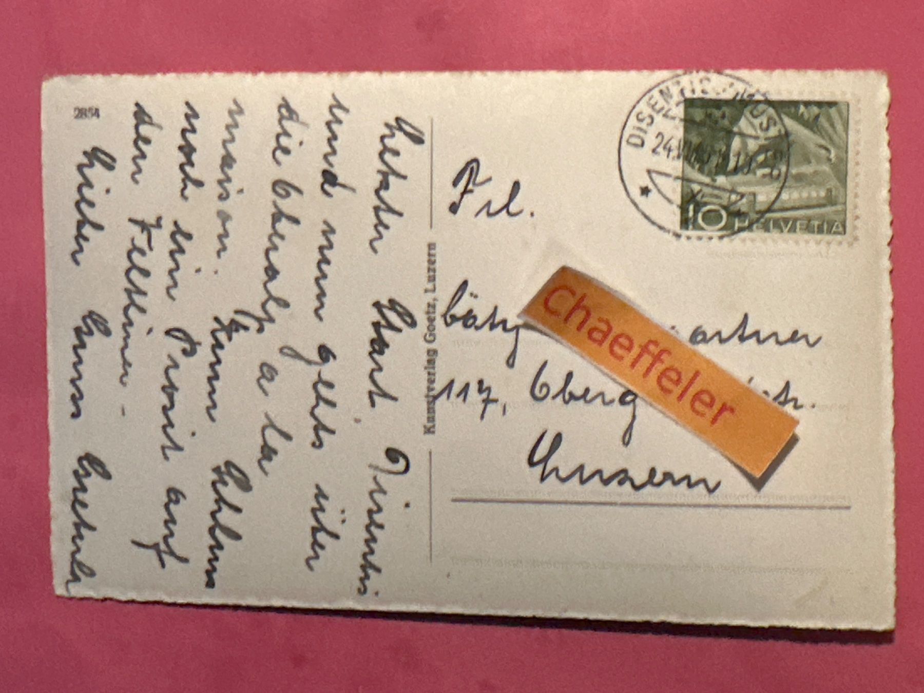 Cartoline postali: 1951 Disentis gegen Westen. – Usato da Zürich venduto da Chaeffeler 1