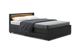 Lederbett LED TRANCE 140 x 200 cm schwarz - Gratis Versand