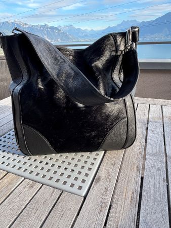 NAVYBOOT - Grand Sac Cuir Noir - Ponyskin