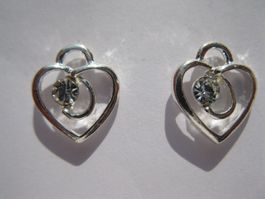 Anhänger Herz, versilbert mit Strass