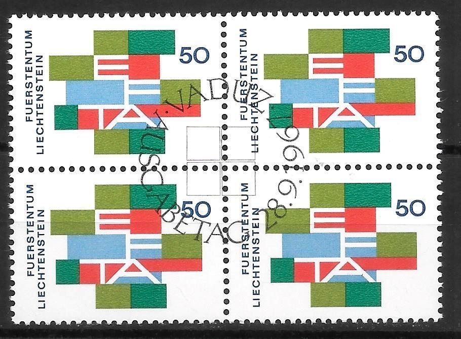 Tous les timbres: Liechtenstein Viererblock 420 EFTA ET 28.9.1967 – Neuf (Voir description) à Olten par clotaldi