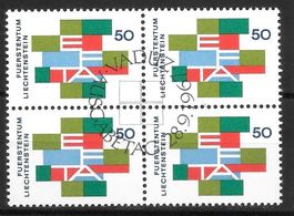 Liechtenstein Viererblock 420 EFTA ET 28.9.1967