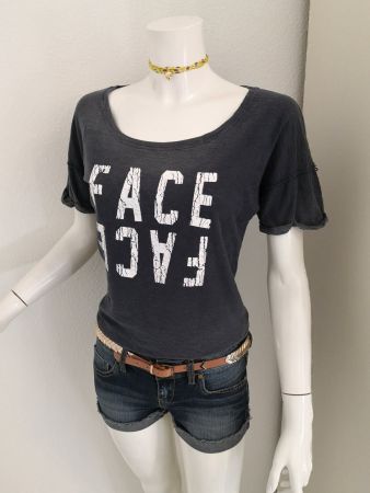 🤩MANGO T-SHIRT DUNKELBLAU FACE-FACE-DRUCK NEU & D&G P.