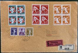1933, Spannender R-Beleg nach Cannes (F)mit toller Frankatur