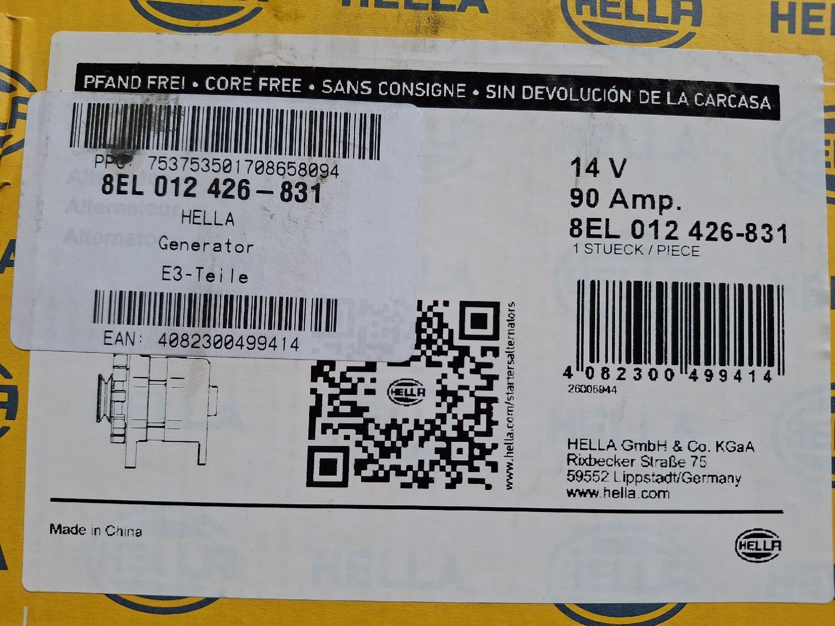 VW Tutti pezzi di ricambio auto: Hella Alternator 90A – Nuovo (secondo la descrizione) da Wiler venduto da Sara69 1