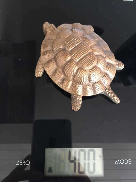Aschenbecher maritim Schildkröte Messing massiv 8x7x3cm Deckel aus 100%  Kupfer