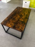 Sofatisch Industrial-Style, Holz dunkel & schwarzes Metall
