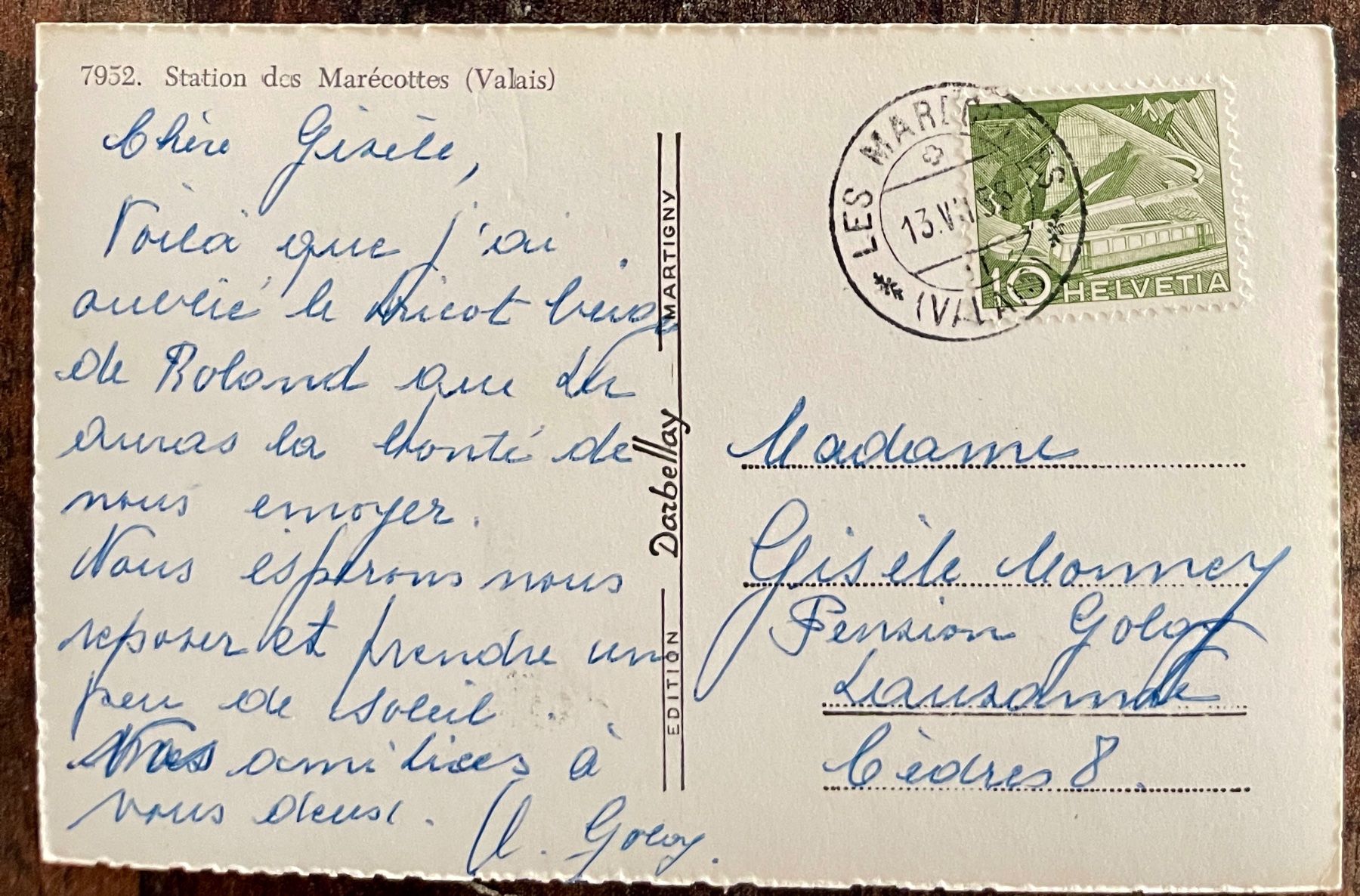 Cartoline postali: LES MARECOTTES -  Vue générale 1955 – Usato da Lutry venduto da Ediego 1