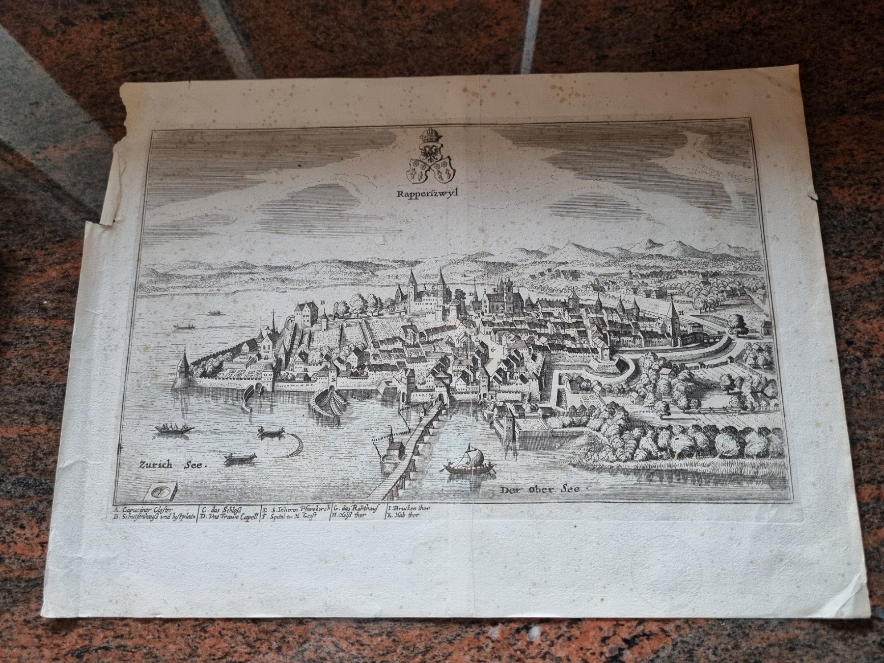 Incisioni: Rapperswil Kupferstich ORIGINAL SAUBER – Usato da Trachslau venduto da post35
