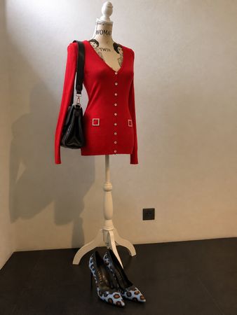 Pulli Gr 34 rot Viskose Strassteine Applikationen