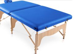 Table de massage bleue pliable en bois presque neuve