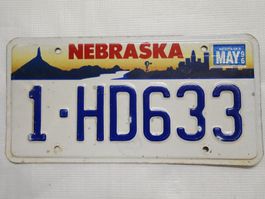 Original USA Nummernschild Nebraska 1-HD633, Mai 96