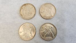 4 Anciennes pièces de 5.- commémorative en argent 1936/1944