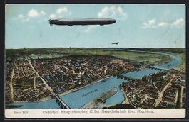 AK Warschau, Erster Zeppelinbesuch 1914